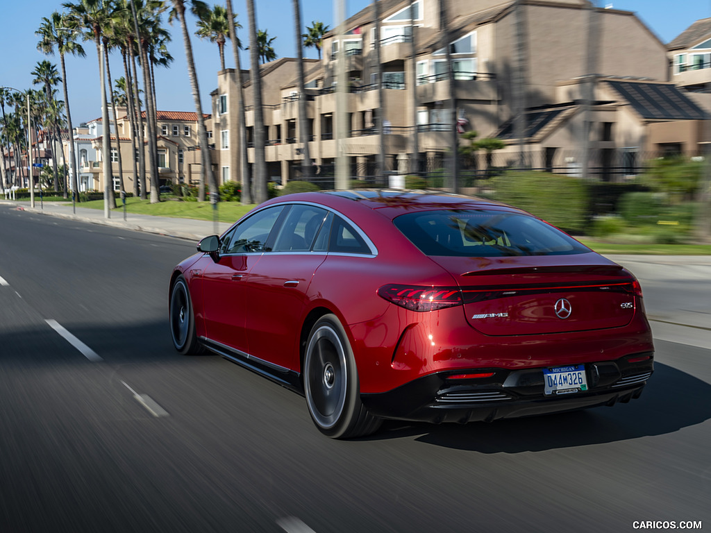 2022 Mercedes-AMG EQS 53 4MATIC+ (Color: Hyazinth Red Metallic) - Rear Three-Quarter