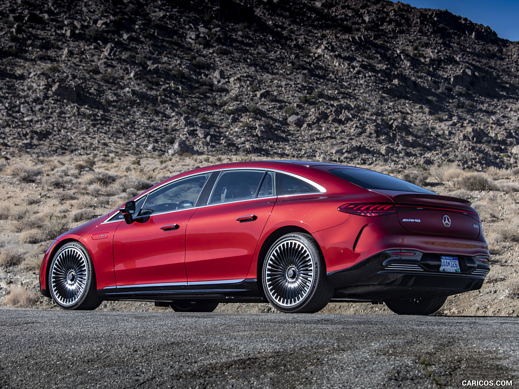 2022 Mercedes-AMG EQS 53 4MATIC+ (Color: Hyazinth Red Metallic) - Rear Three-Quarter