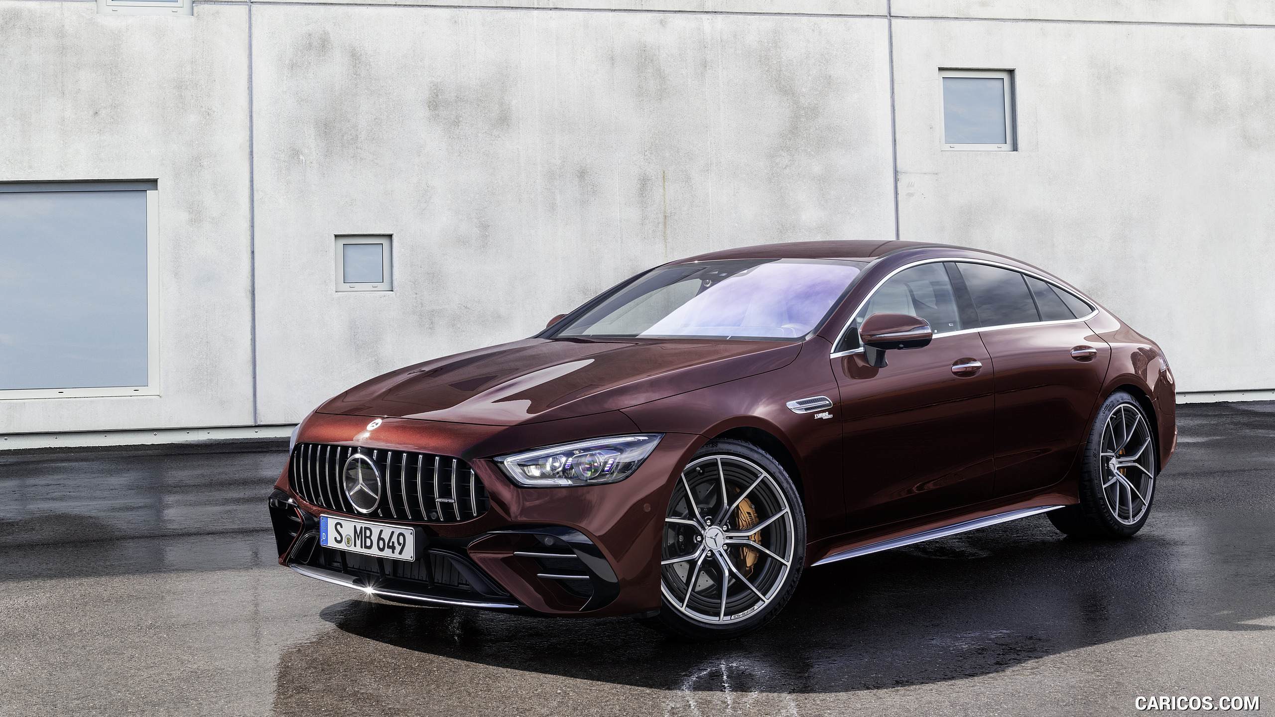 2022 Mercedes-AMG GT 53 4MATIC+ 4-Door Coupe (Color: Rubellite Red) - Front Three-Quarter, #10 of 35