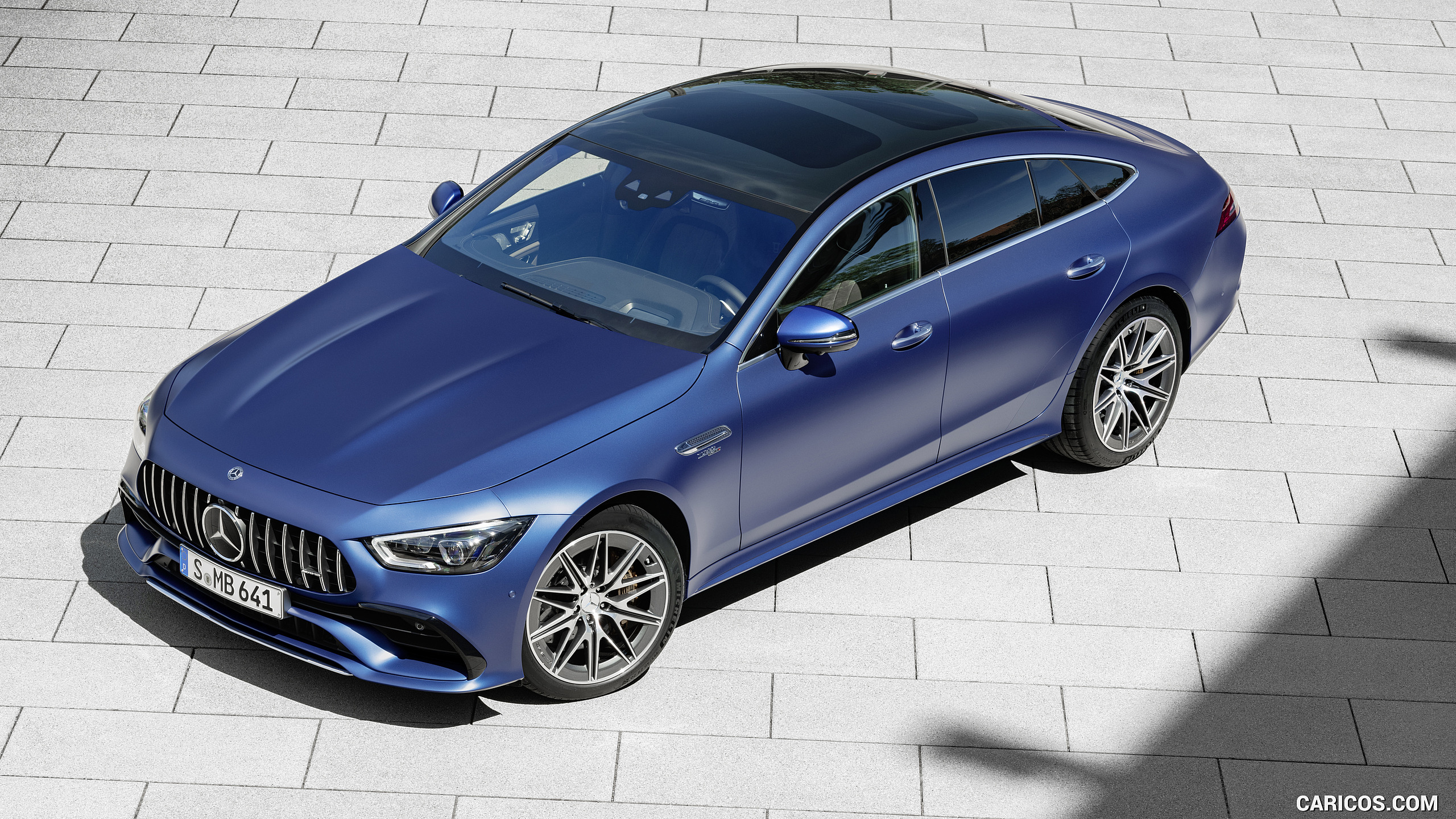 2022 Mercedes-AMG GT 53 4MATIC+ 4-Door Coupe (Color: Spectrale Blue Magno) - Front Three-Quarter, #27 of 35