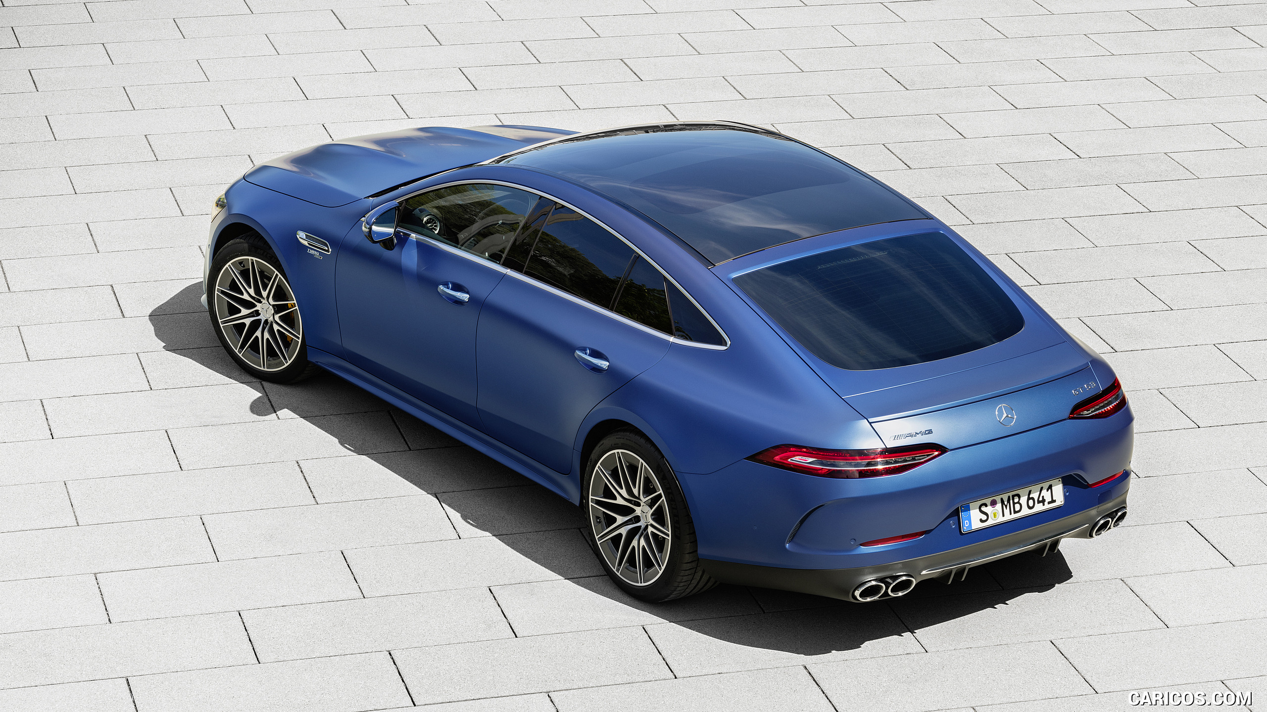 2022 Mercedes-AMG GT 53 4MATIC+ 4-Door Coupe (Color: Spectrale Blue Magno) - Rear Three-Quarter, #28 of 35
