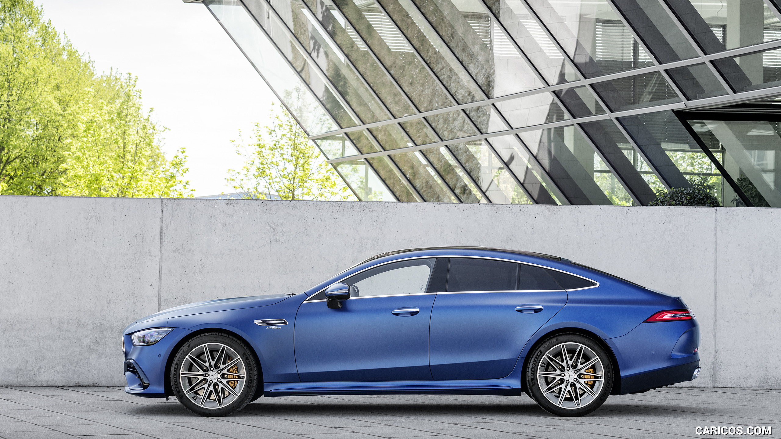 2022 Mercedes-AMG GT 53 4MATIC+ 4-Door Coupe (Color: Spectrale Blue Magno) - Side, #23 of 35