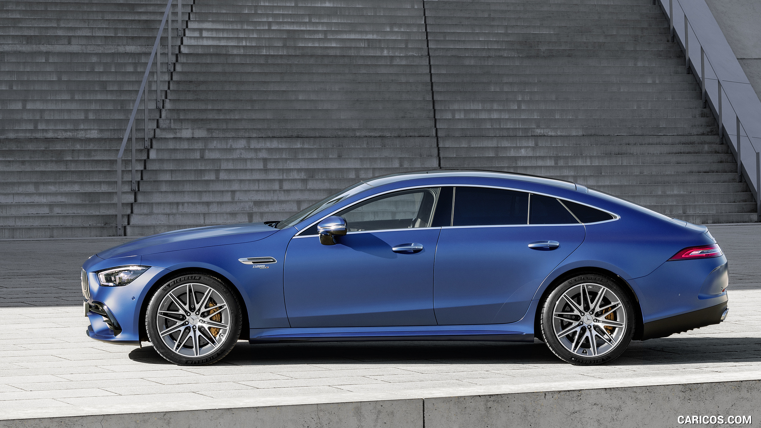 2022 Mercedes-AMG GT 53 4MATIC+ 4-Door Coupe (Color: Spectrale Blue Magno) - Side, #24 of 35