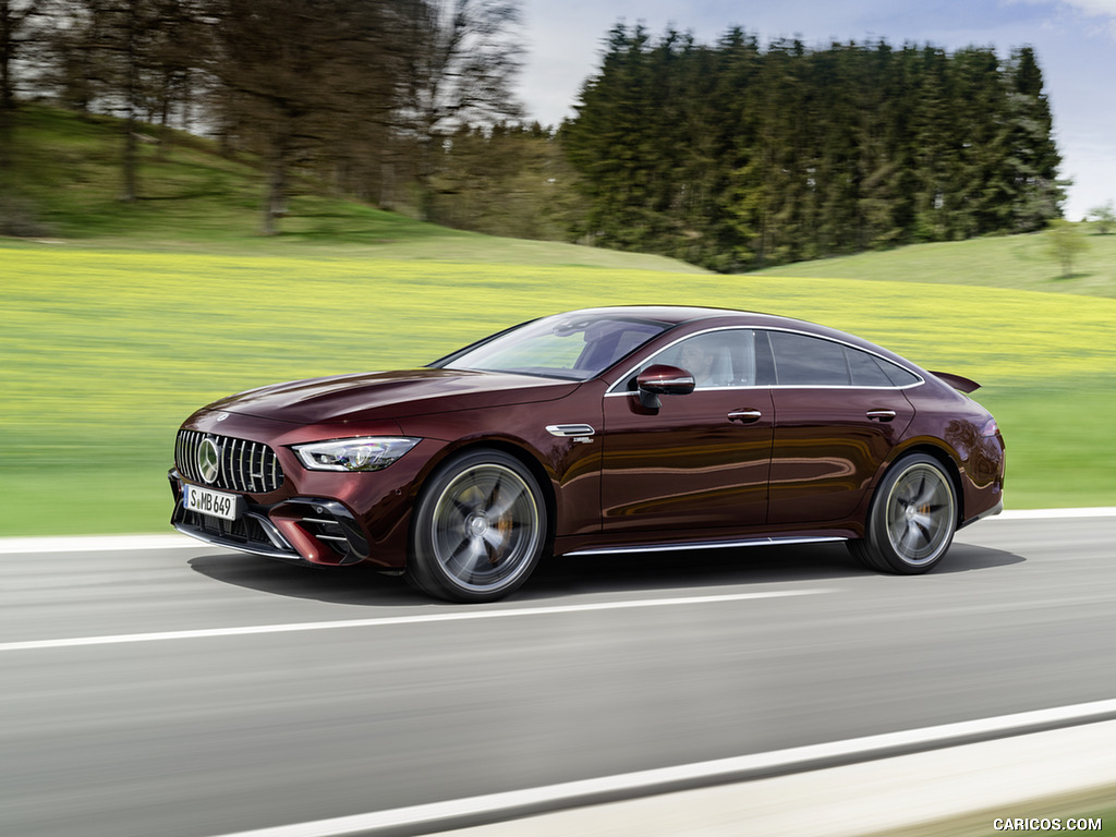 2022 Mercedes-AMG GT 53 4MATIC+ 4-Door Coupe (Color: Rubellite Red) - Front Three-Quarter