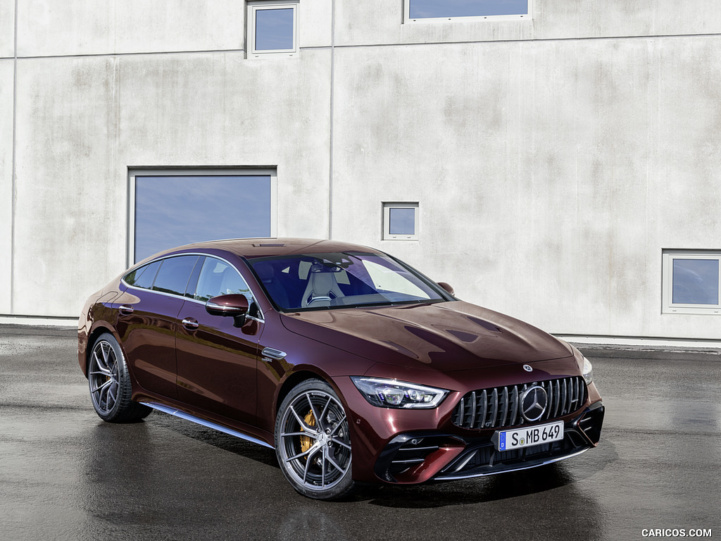 2022 Mercedes-AMG GT 53 4MATIC+ 4-Door Coupe (Color: Rubellite Red) - Front Three-Quarter