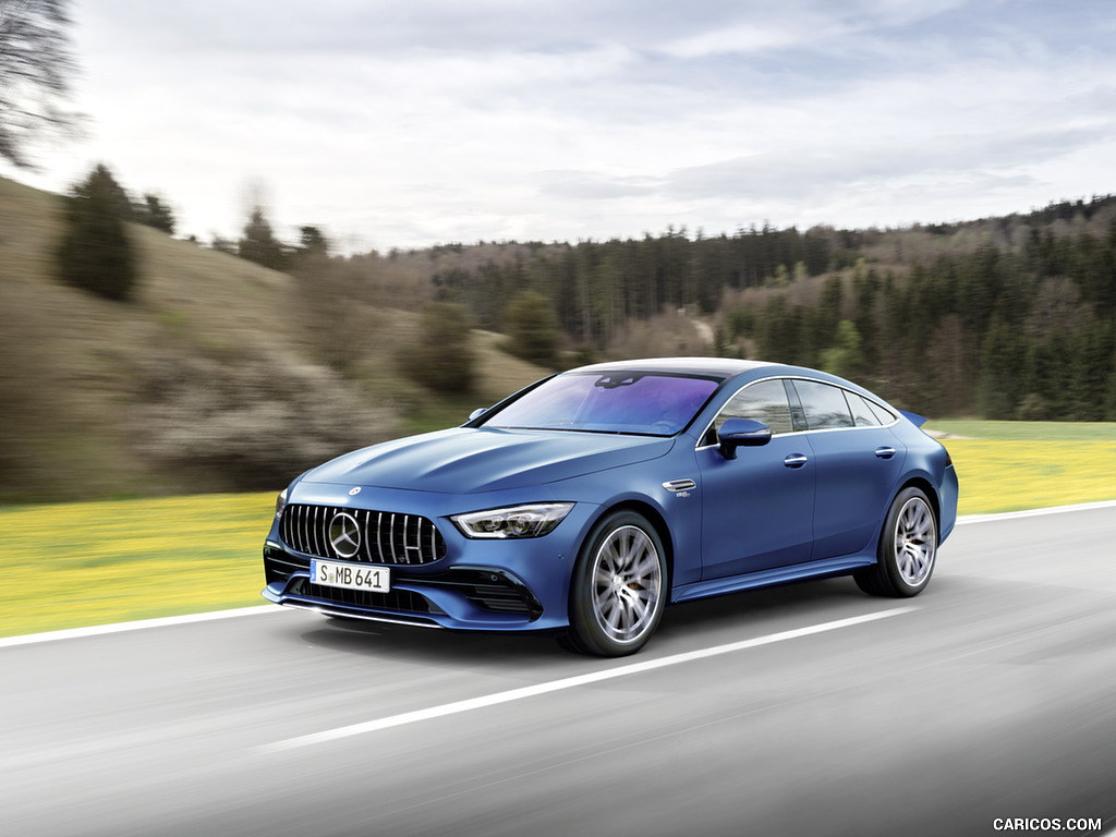 2022 Mercedes-AMG GT 53 4MATIC+ 4-Door Coupe (Color: Spectrale Blue Magno) - Front Three-Quarter