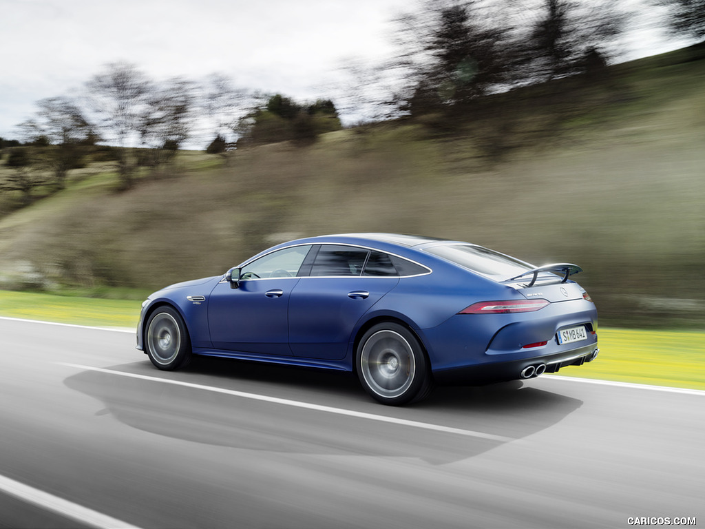 2022 Mercedes-AMG GT 53 4MATIC+ 4-Door Coupe (Color: Spectrale Blue Magno) - Rear Three-Quarter