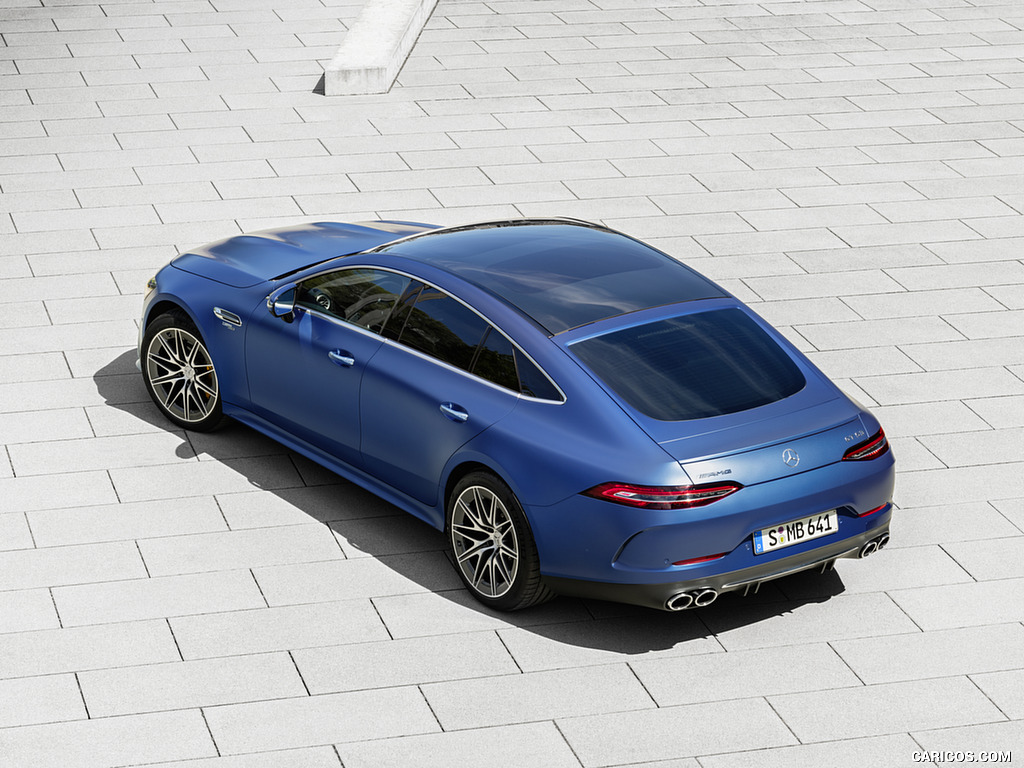 2022 Mercedes-AMG GT 53 4MATIC+ 4-Door Coupe (Color: Spectrale Blue Magno) - Rear Three-Quarter