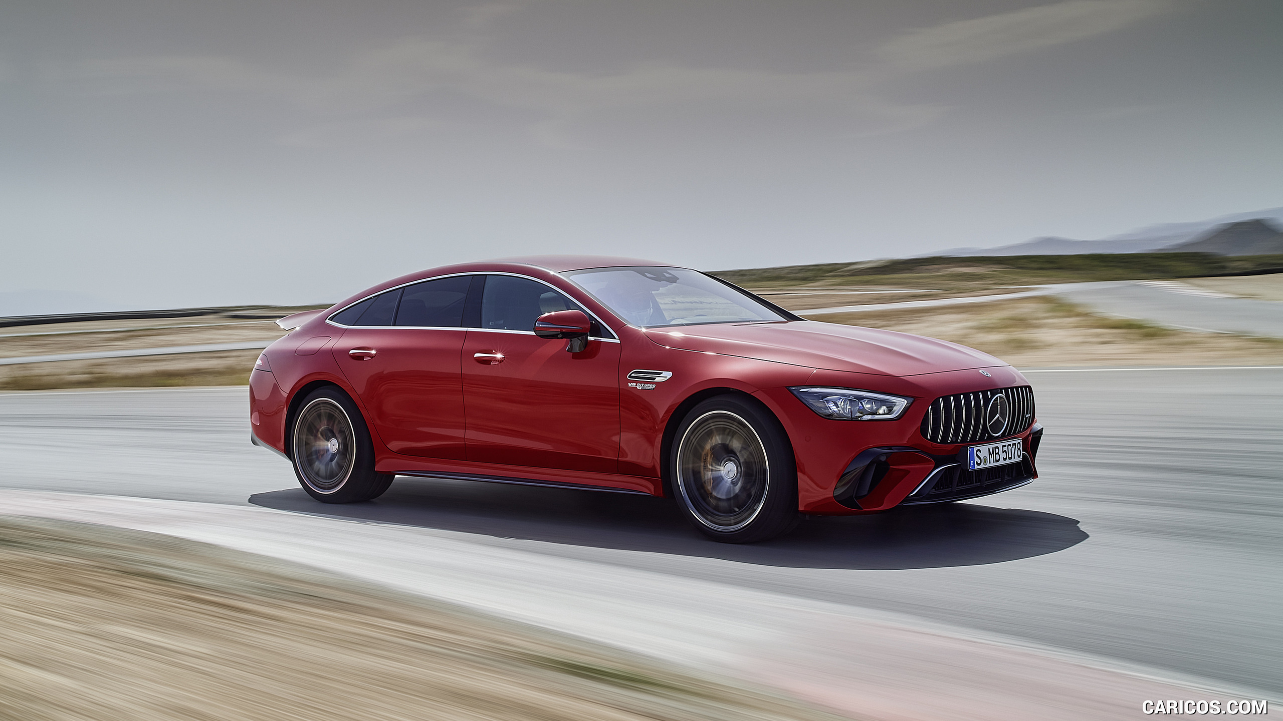 2022 Mercedes-AMG GT 63 S E Performance 4MATIC+ (Color: Jupiter Red) - Front Three-Quarter, #12 of 88
