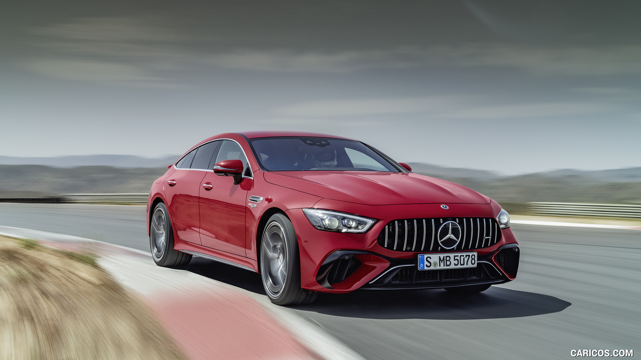 2022 Mercedes-AMG GT 63 S E Performance 4MATIC+ (Color: Jupiter Red) - Front Three-Quarter, #13 of 88