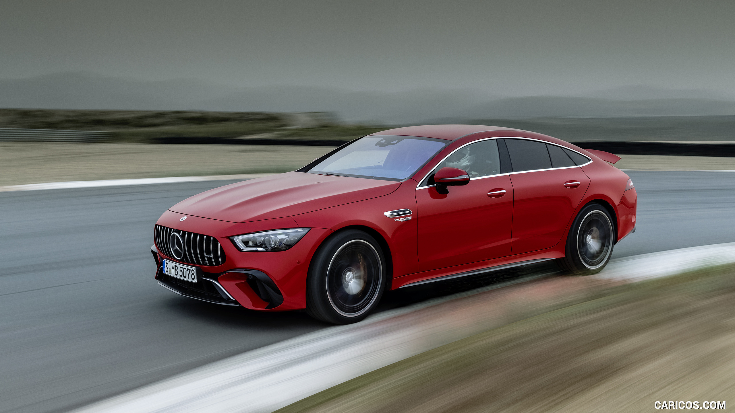 2022 Mercedes-AMG GT 63 S E Performance 4MATIC+ (Color: Jupiter Red) - Front Three-Quarter, #14 of 88
