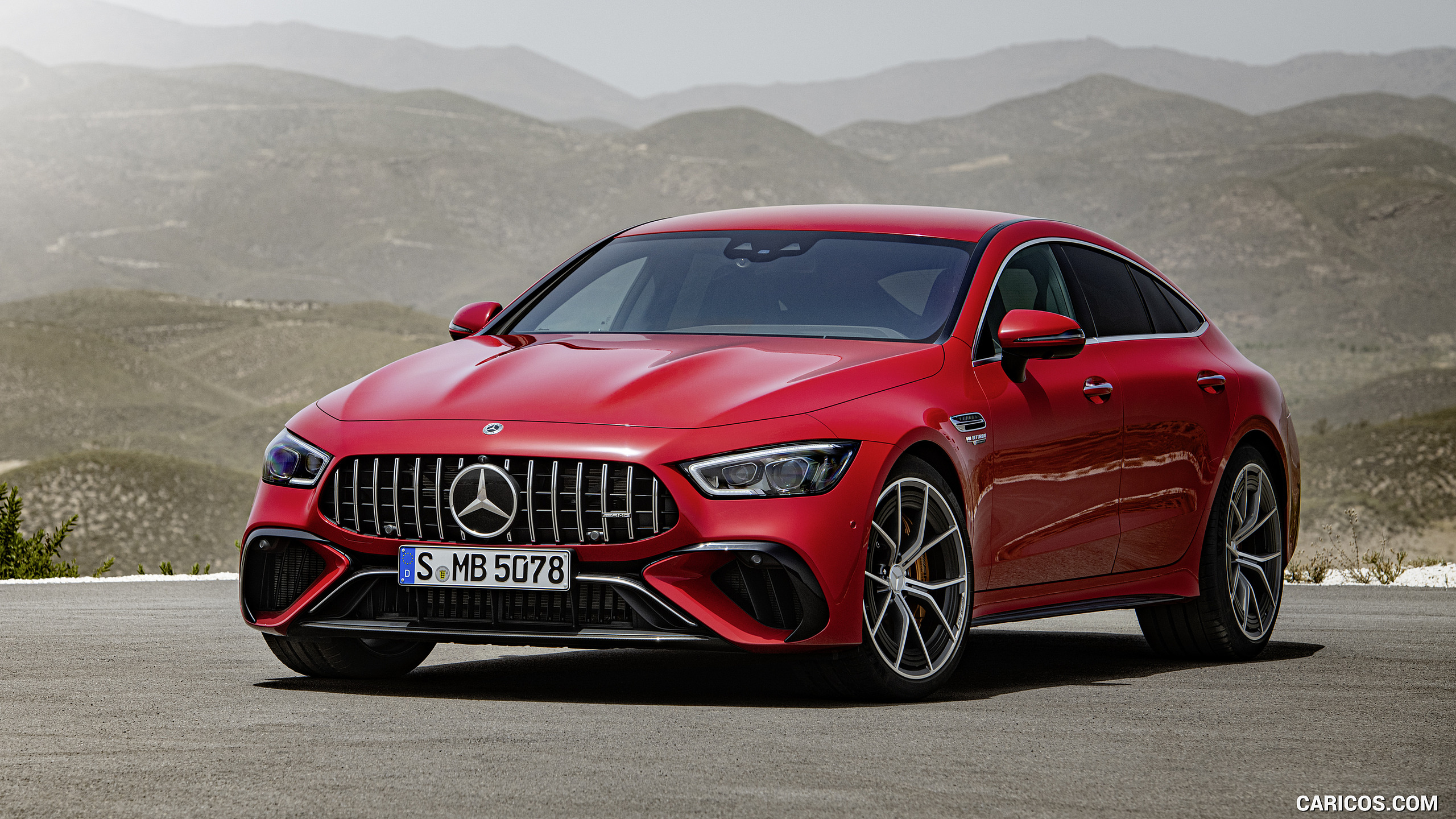 2022 Mercedes-AMG GT 63 S E Performance 4MATIC+ (Color: Jupiter Red) - Front Three-Quarter, #17 of 88