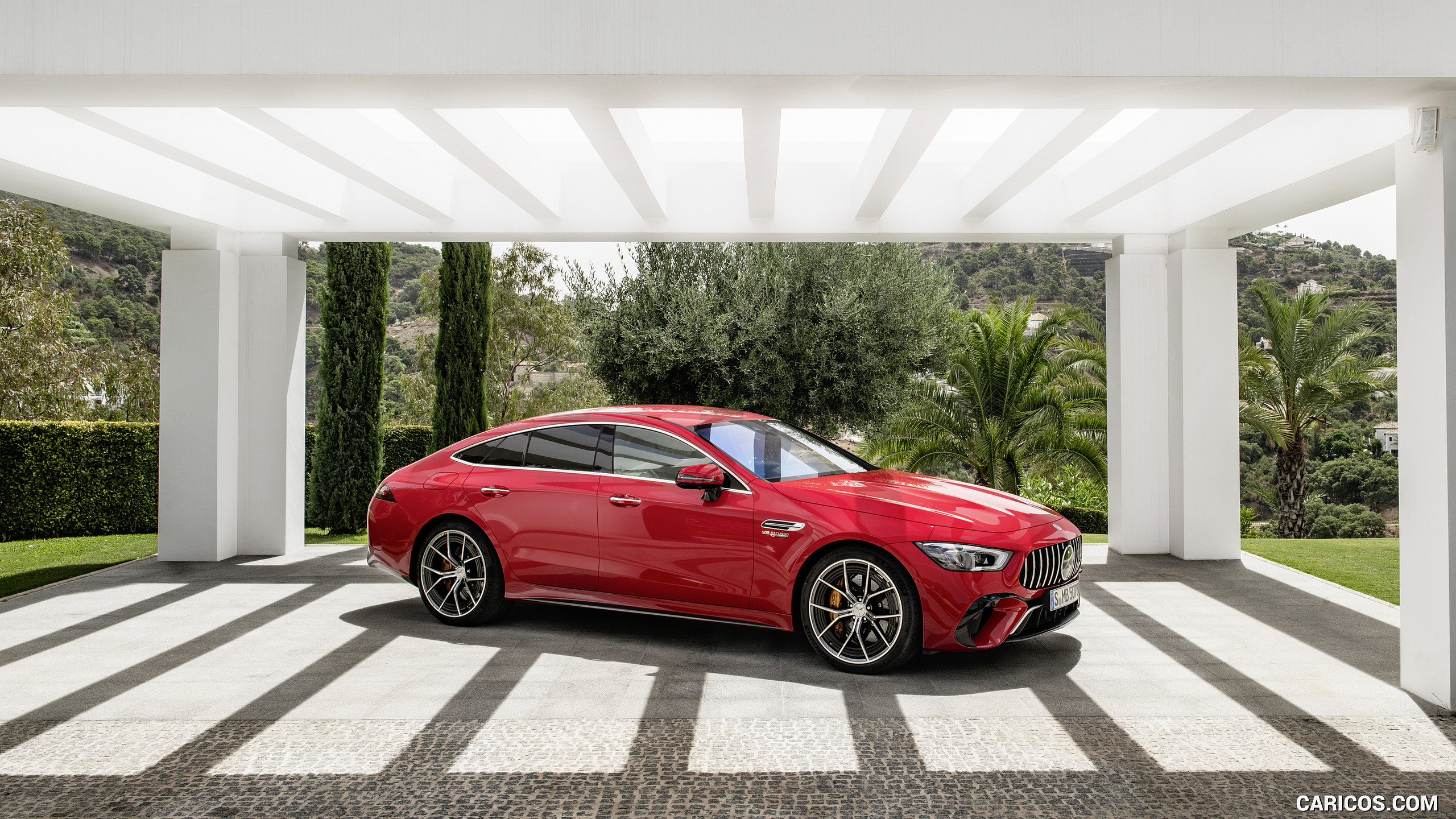 2022 Mercedes-AMG GT 63 S E Performance 4MATIC+ (Color: Jupiter Red) - Front Three-Quarter, #23 of 88