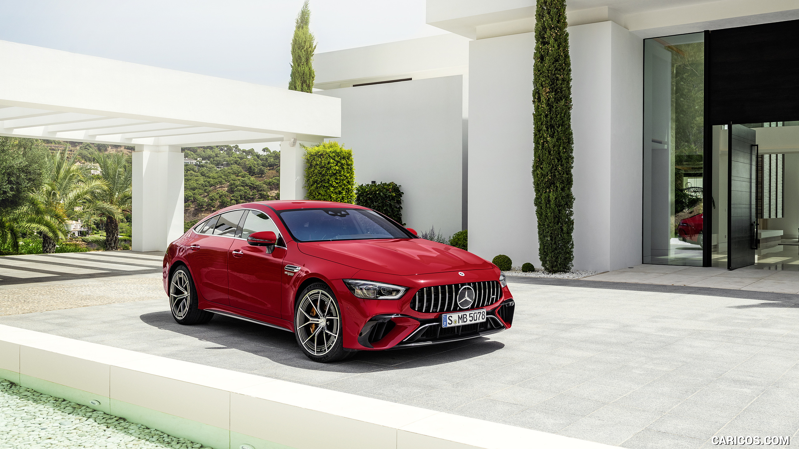 2022 Mercedes-AMG GT 63 S E Performance 4MATIC+ (Color: Jupiter Red) - Front Three-Quarter, #24 of 88