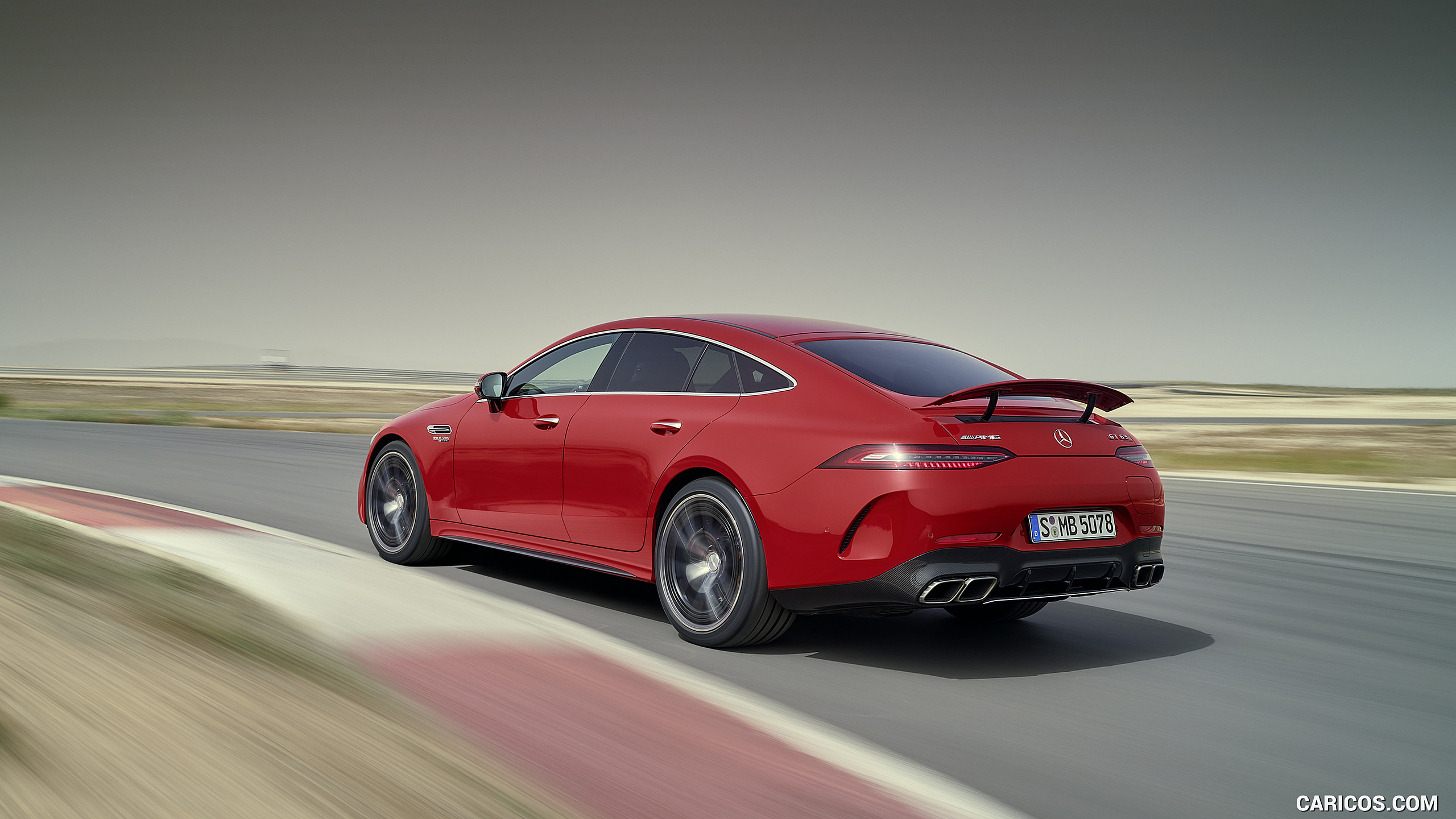2022 Mercedes-AMG GT 63 S E Performance 4MATIC+ (Color: Jupiter Red) - Rear Three-Quarter, #10 of 88