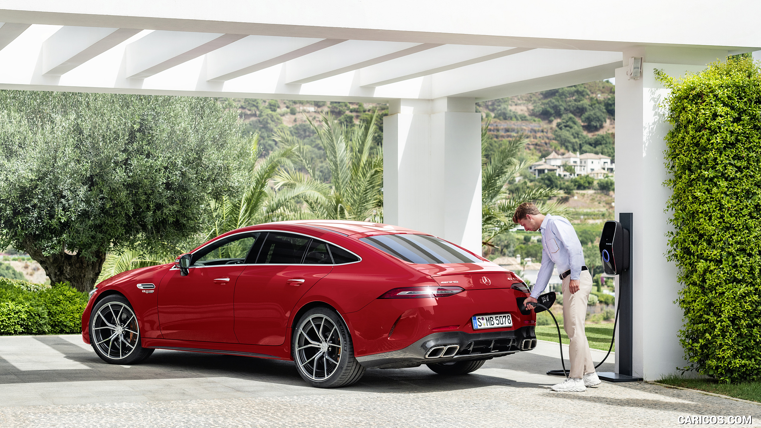 2022 Mercedes-AMG GT 63 S E Performance 4MATIC+ (Color: Jupiter Red) - Rear Three-Quarter, #26 of 88