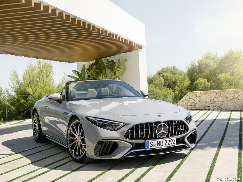 2022 Mercedes-AMG SL 55 4MATIC+ (Color: Alpine Grey Uni) - Front Three-Quarter