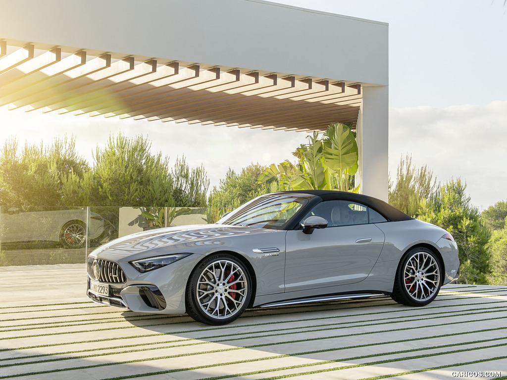 2022 Mercedes-AMG SL 55 4MATIC+ (Color: Alpine Grey Uni) - Front Three-Quarter