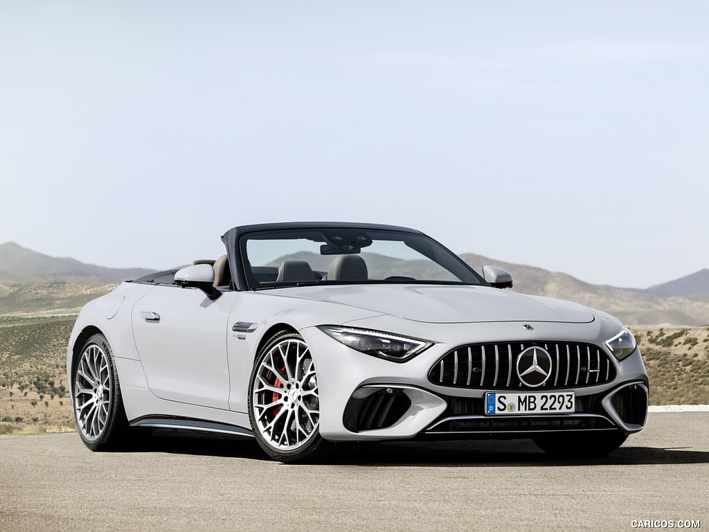 2022 Mercedes-AMG SL 55 4MATIC+ (Color: Alpine Grey Uni) - Front Three-Quarter