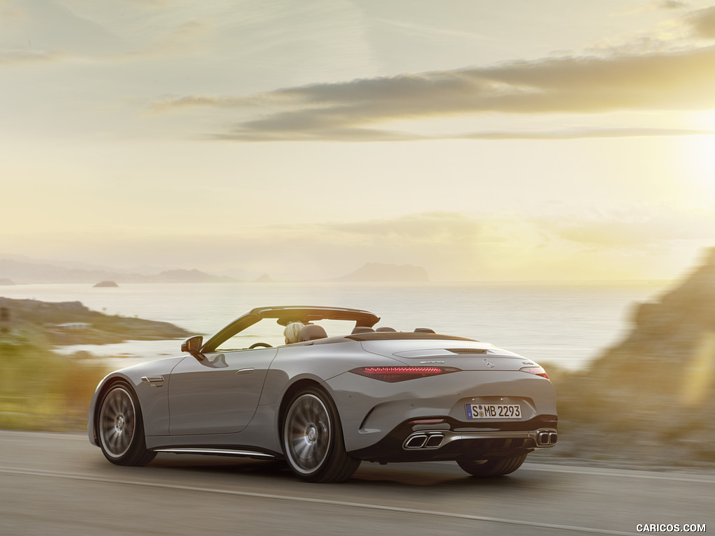 2022 Mercedes-AMG SL 55 4MATIC+ (Color: Alpine Grey Uni) - Rear Three-Quarter