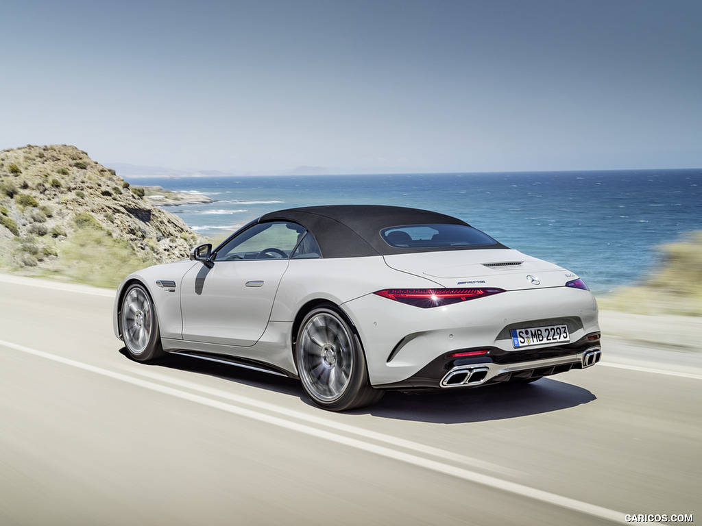 2022 Mercedes-AMG SL 55 4MATIC+ (Color: Alpine Grey Uni) - Rear Three-Quarter