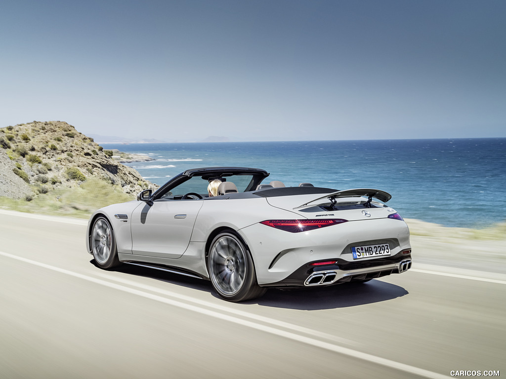 2022 Mercedes-AMG SL 55 4MATIC+ (Color: Alpine Grey Uni) - Rear Three-Quarter