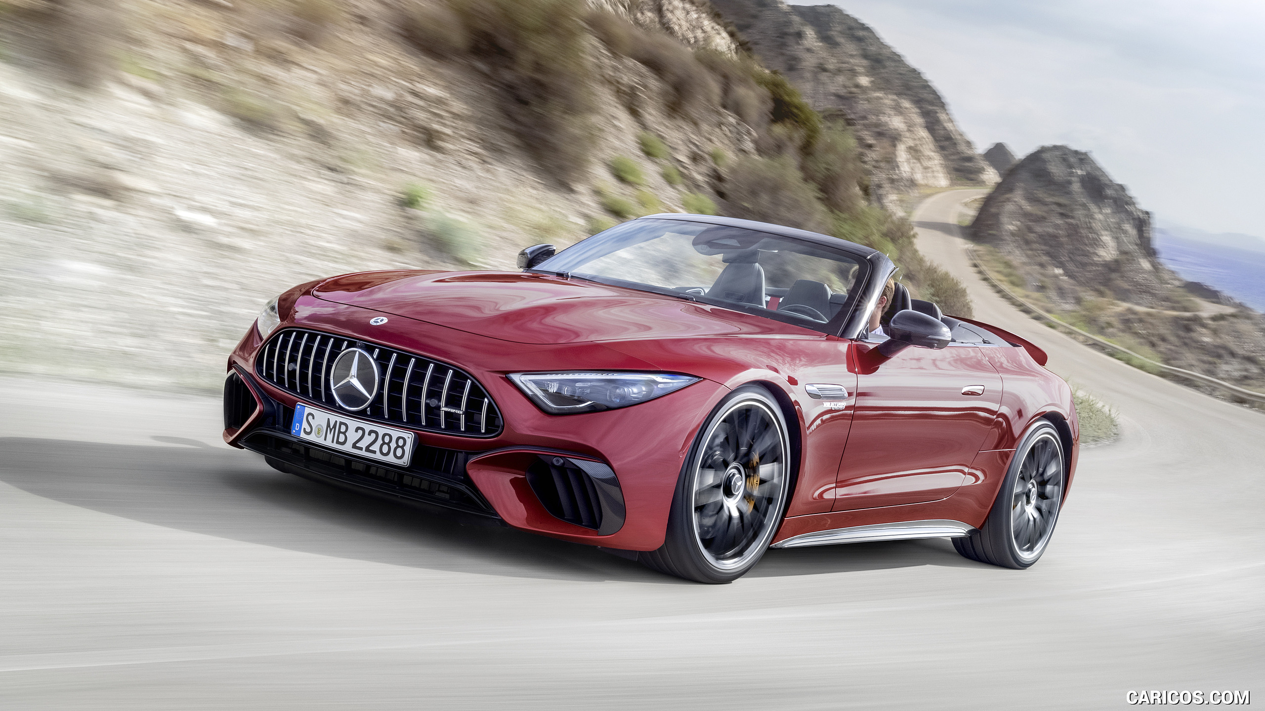 2022 Mercedes-AMG SL 63 4MATIC+ (Color: Patagonia Red Metallic) - Front Three-Quarter, #5 of 235