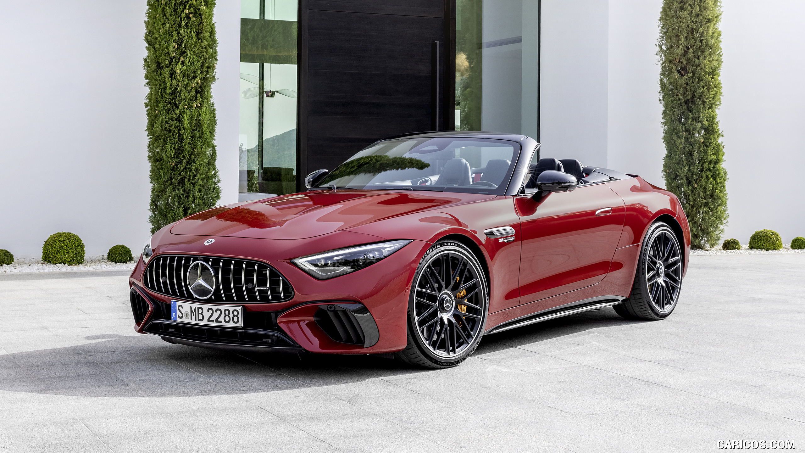 2022 Mercedes-AMG SL 63 4MATIC+ (Color: Patagonia Red Metallic) - Front Three-Quarter, #10 of 235