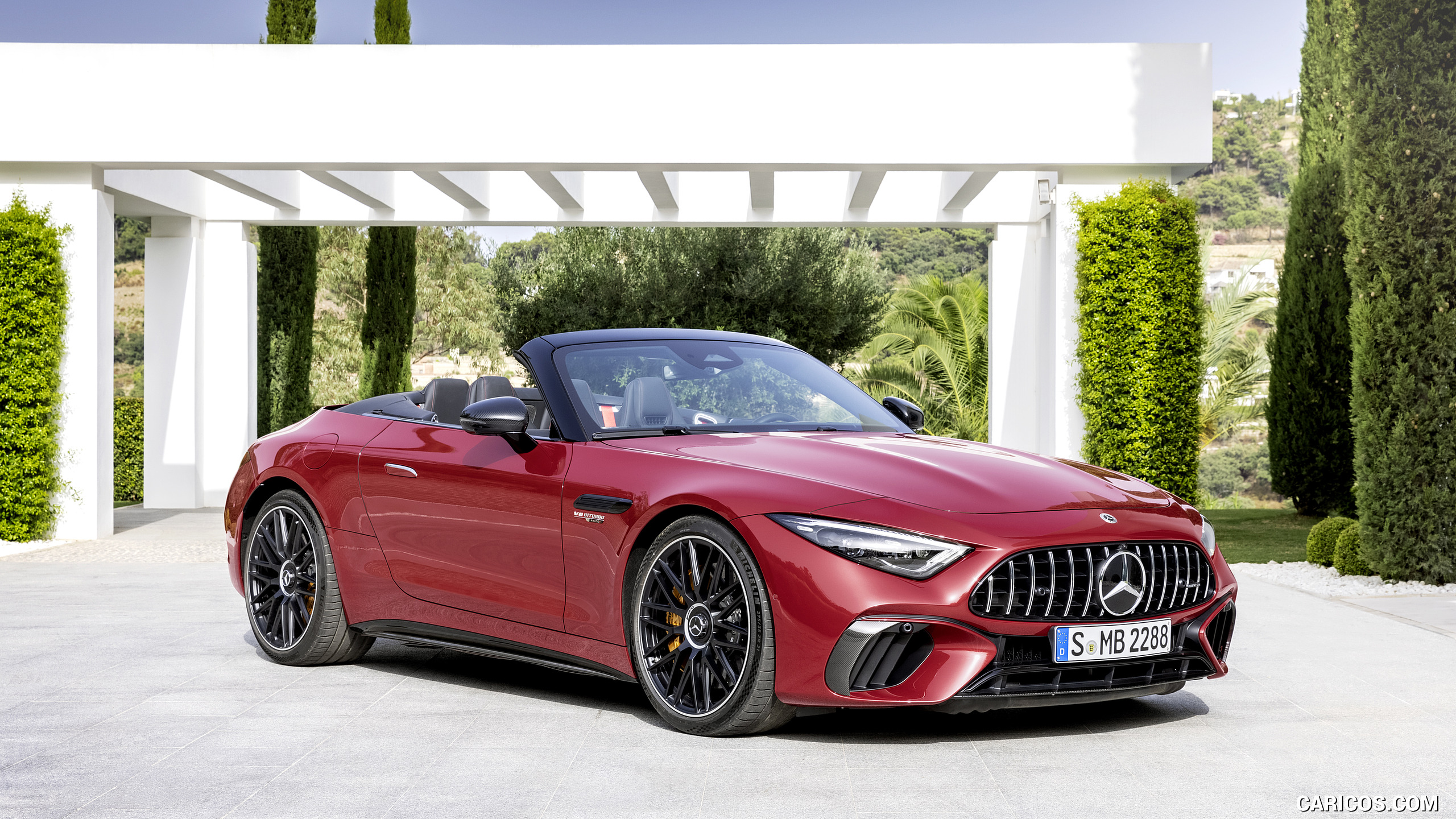 2022 Mercedes-AMG SL 63 4MATIC+ (Color: Patagonia Red Metallic) - Front Three-Quarter, #12 of 235