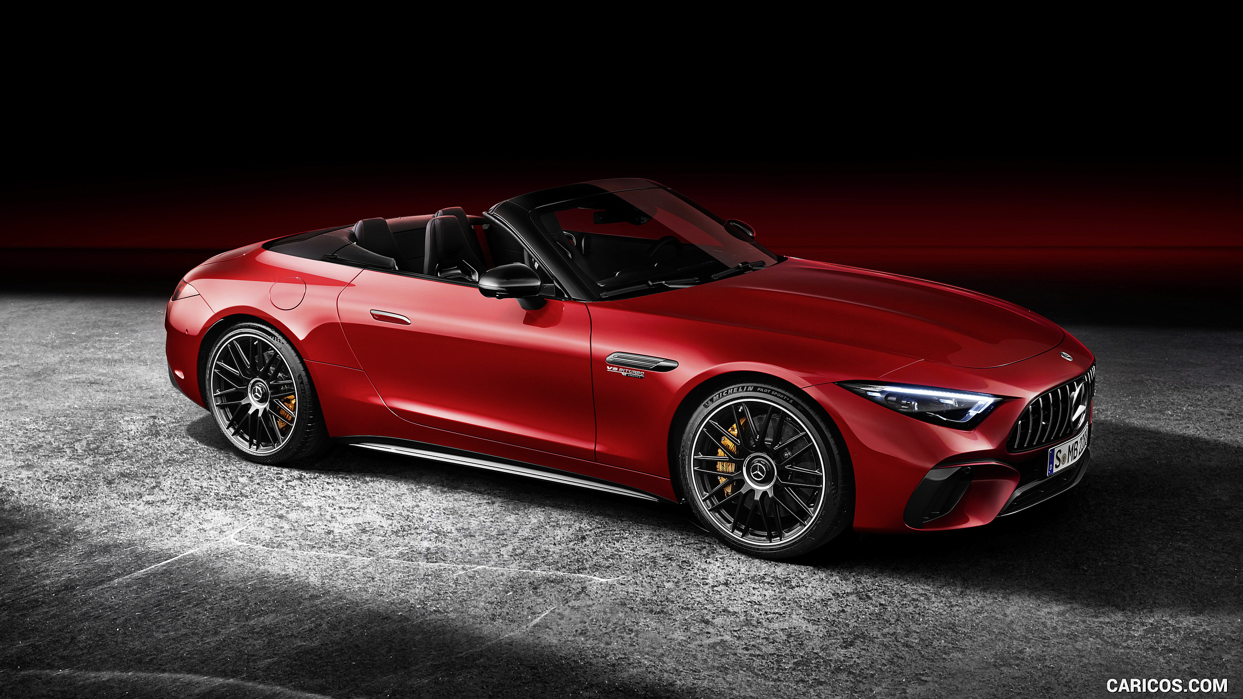 2022 Mercedes-AMG SL 63 4MATIC+ (Color: Patagonia Red Metallic) - Front Three-Quarter, #37 of 235