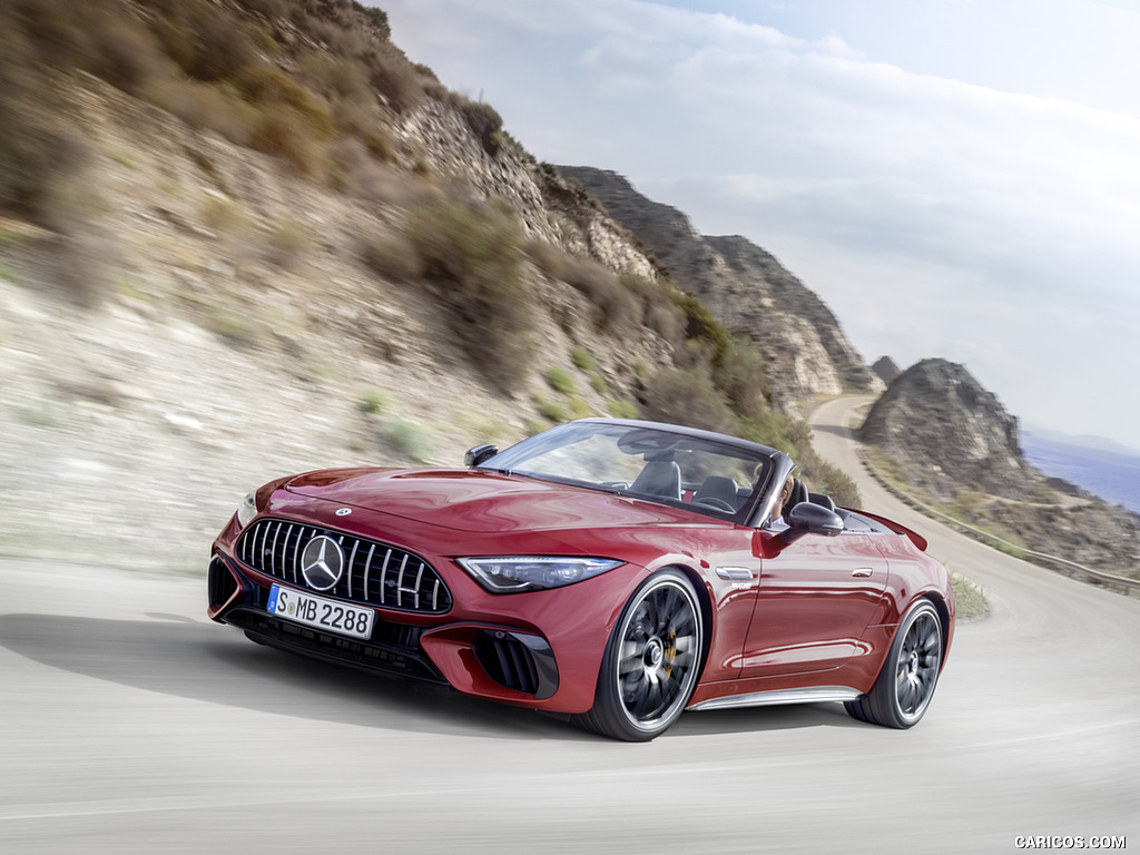 2022 Mercedes-AMG SL 63 4MATIC+ (Color: Patagonia Red Metallic) - Front Three-Quarter