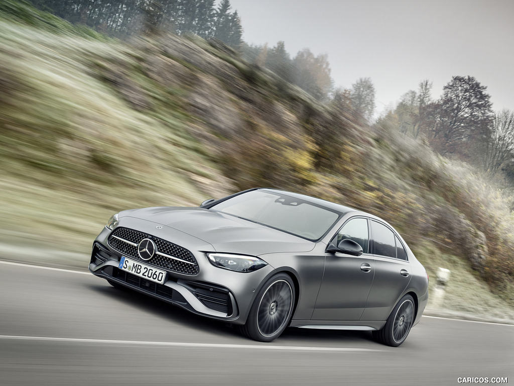 2022 Mercedes-Benz C-Class (Color: Selenite Grey Magno) - Front Three-Quarter