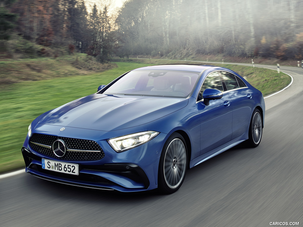 2022 Mercedes-Benz CLS AMG Line (Color: Spectral Blue Metallic) - Front Three-Quarter