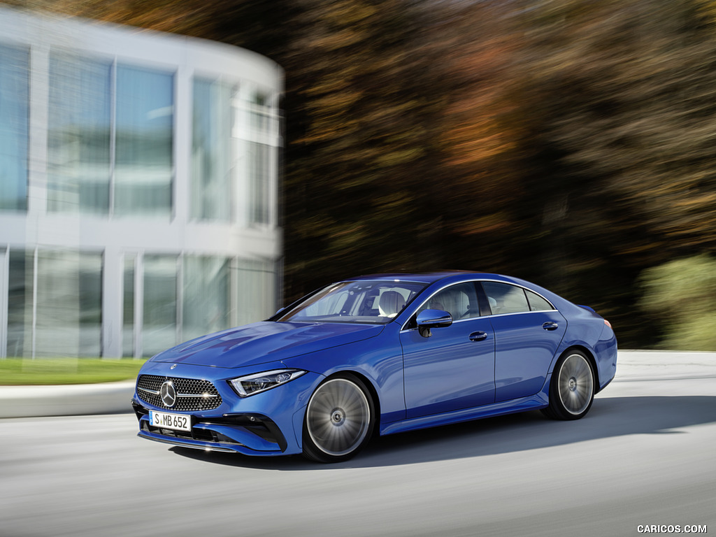 2022 Mercedes-Benz CLS AMG Line (Color: Spectral Blue Metallic) - Front Three-Quarter