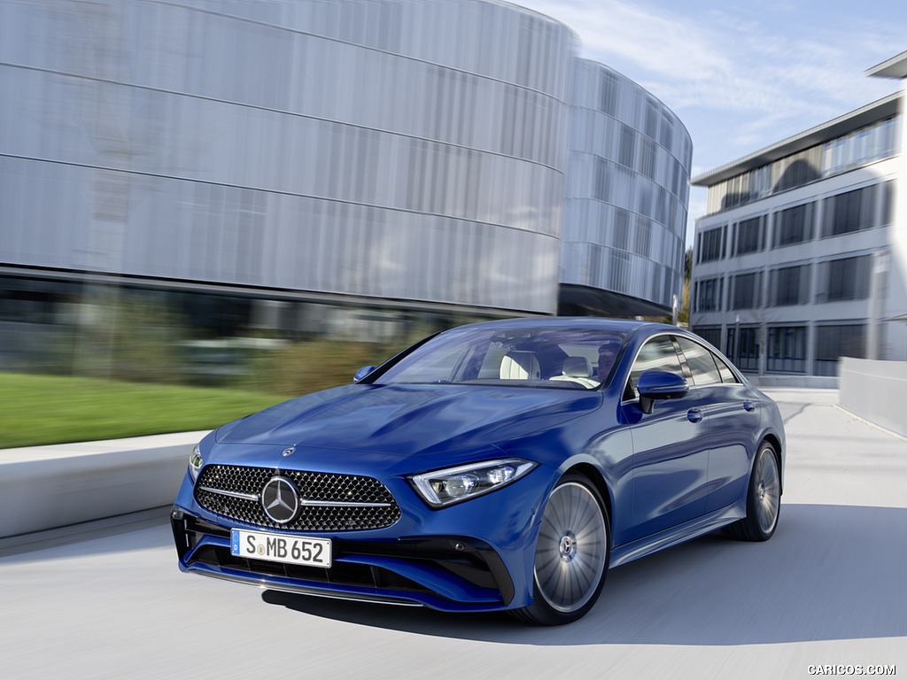 2022 Mercedes-Benz CLS AMG Line (Color: Spectral Blue Metallic) - Front Three-Quarter