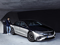 2022 Mercedes-Benz EQS 580 4MATIC AMG-Line Edition 1 (Color: High-Tech Silver / Obsidian Black) - Front Three-Quarter