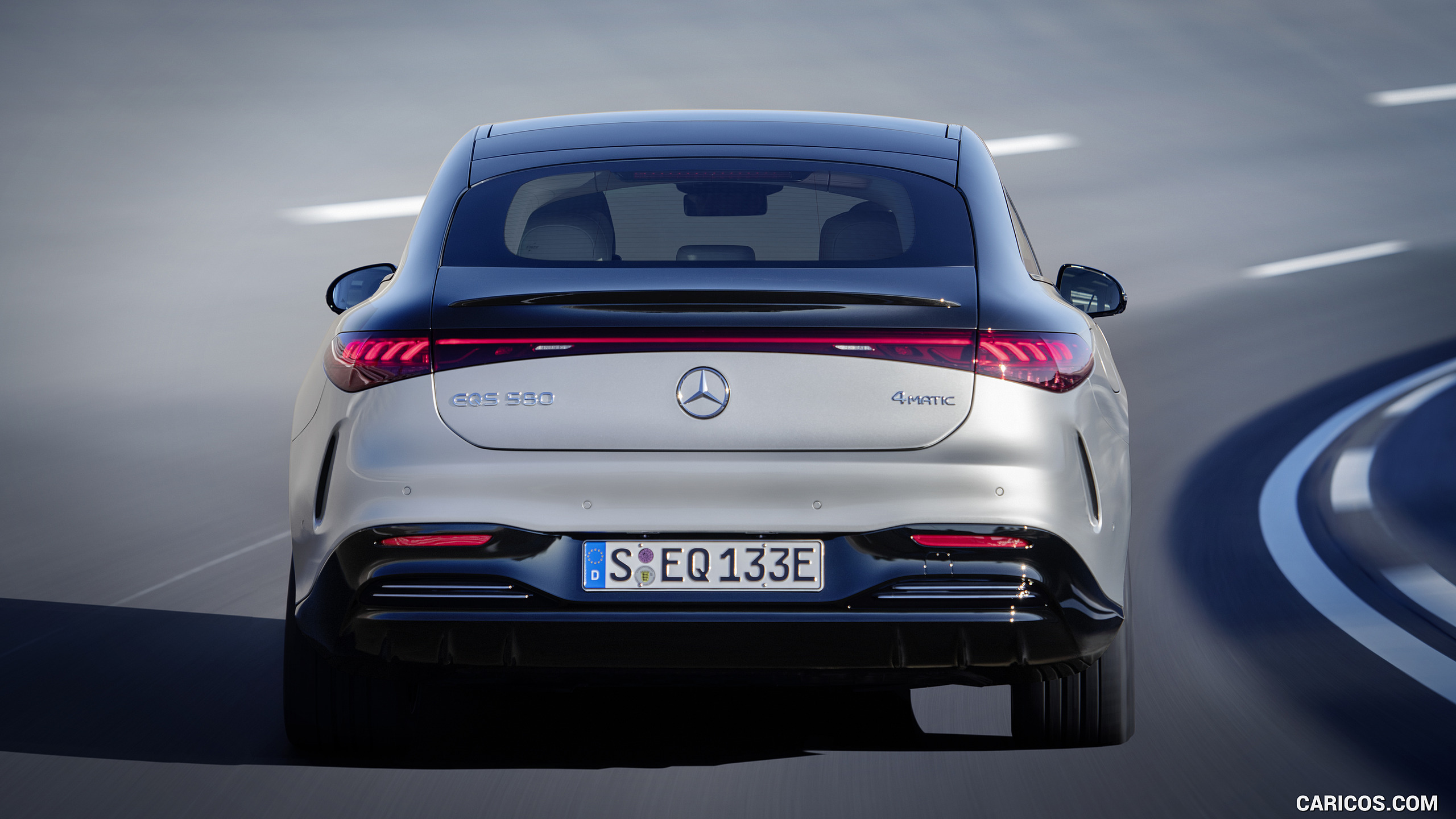 2022 Mercedes-Benz EQS 580 4MATIC AMG-Line Edition 1 (Color: High-Tech Silver / Obsidian Black) - Rear, #5 of 206