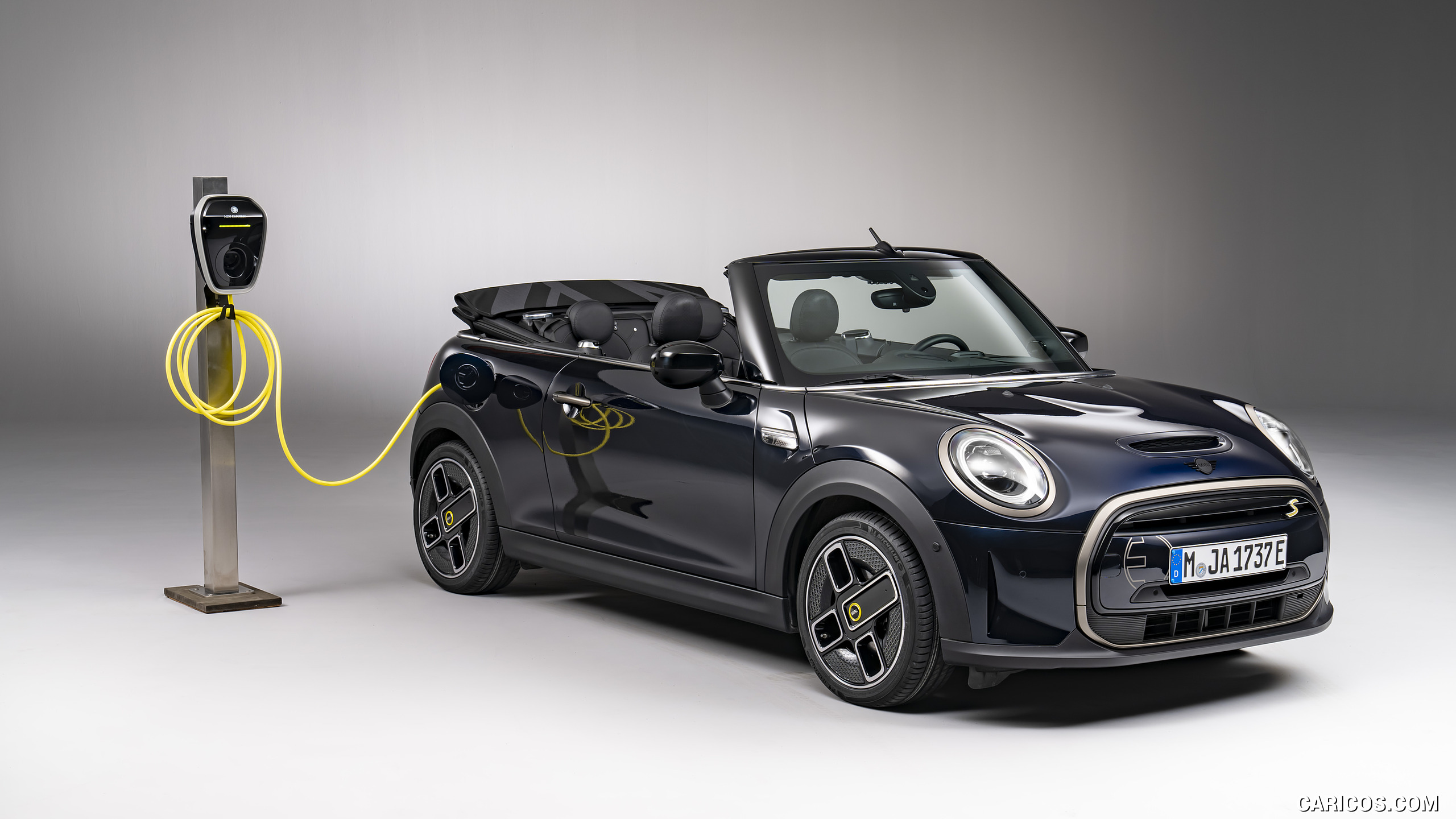 2023 MINI Cooper SE Convertible (Color: Enigmatic Black) - Front Three-Quarter, #199 of 225