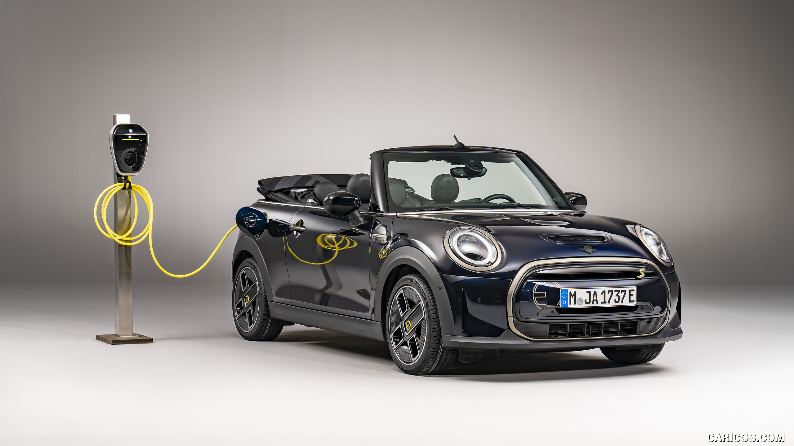 2023 MINI Cooper SE Convertible (Color: Enigmatic Black) - Front Three-Quarter, #200 of 225