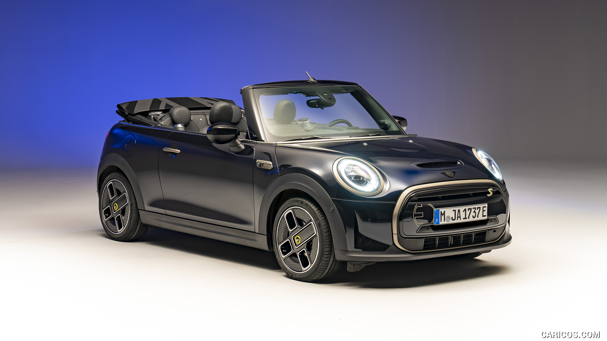 2023 MINI Cooper SE Convertible (Color: Enigmatic Black) - Front Three-Quarter, #201 of 225