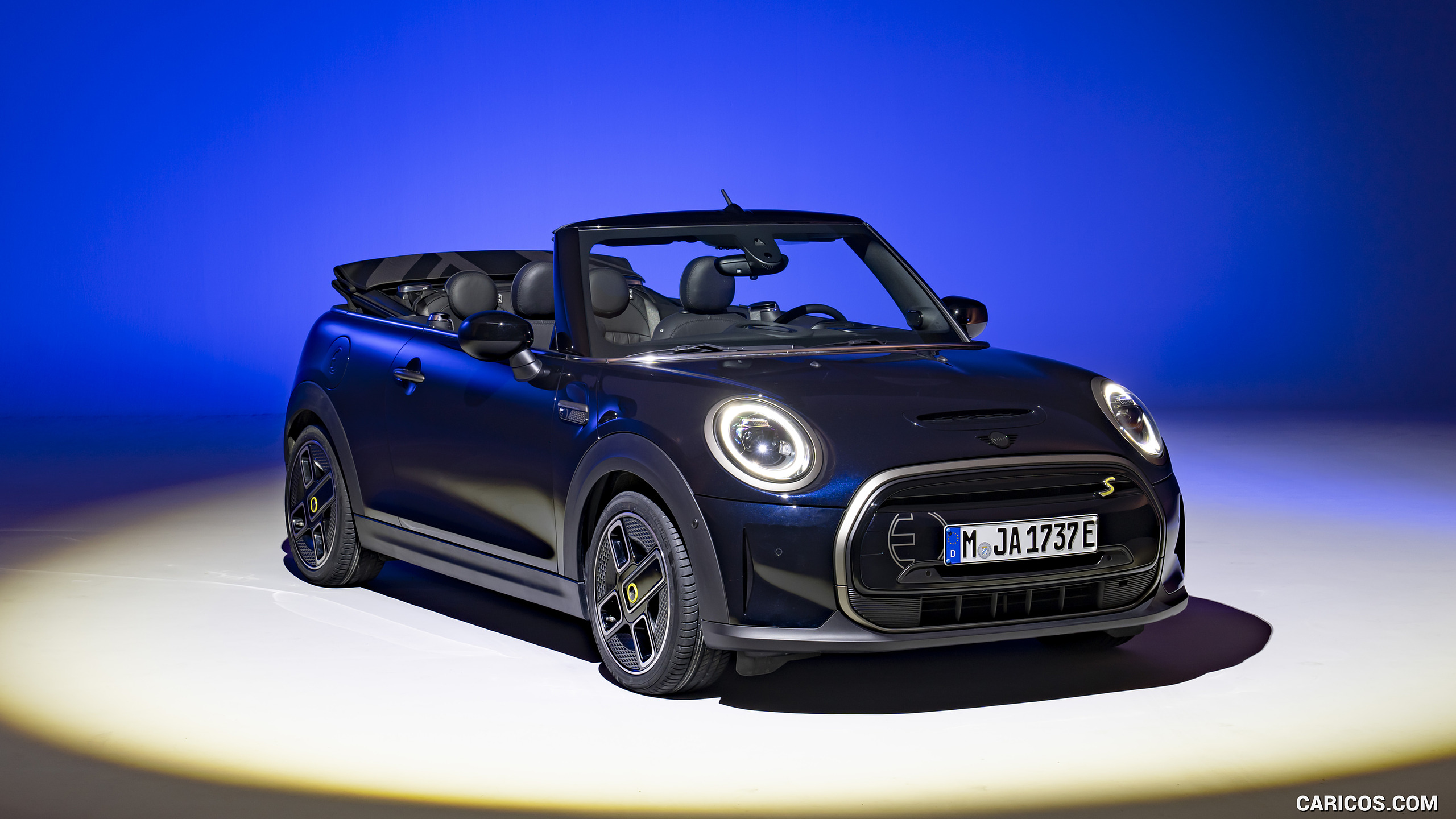 2023 MINI Cooper SE Convertible (Color: Enigmatic Black) - Front Three-Quarter, #207 of 225