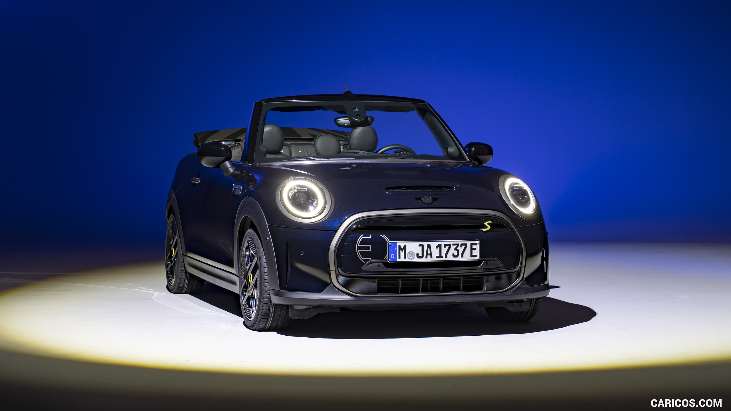 2023 MINI Cooper SE Convertible (Color: Enigmatic Black) - Front Three-Quarter, #208 of 225