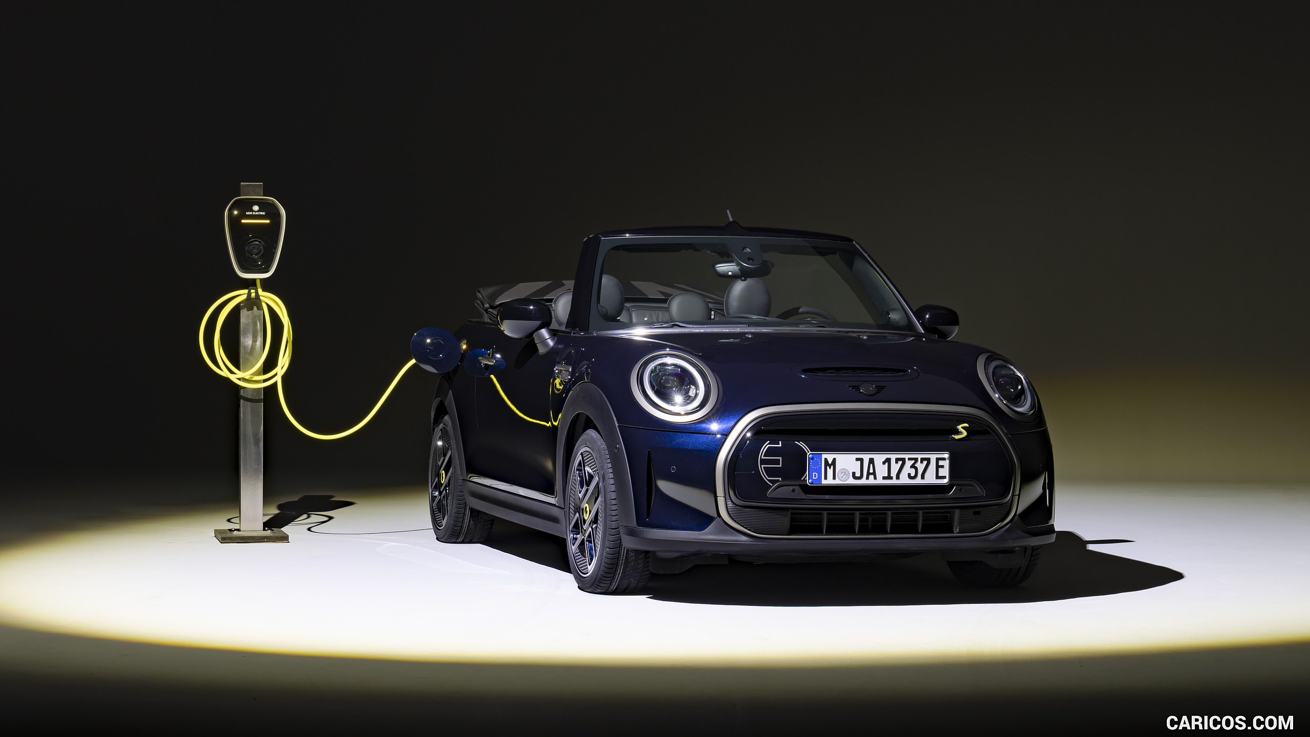 2023 MINI Cooper SE Convertible (Color: Enigmatic Black) - Front Three-Quarter, #213 of 225