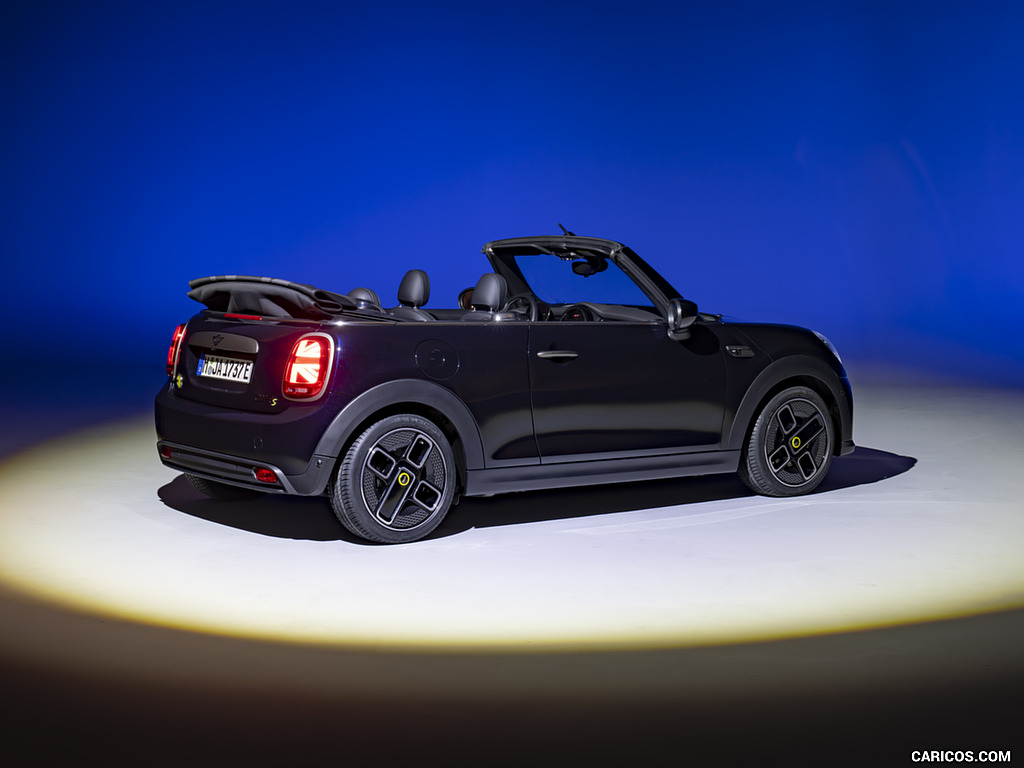 2023 MINI Cooper SE Convertible (Color: Enigmatic Black) - Rear Three-Quarter