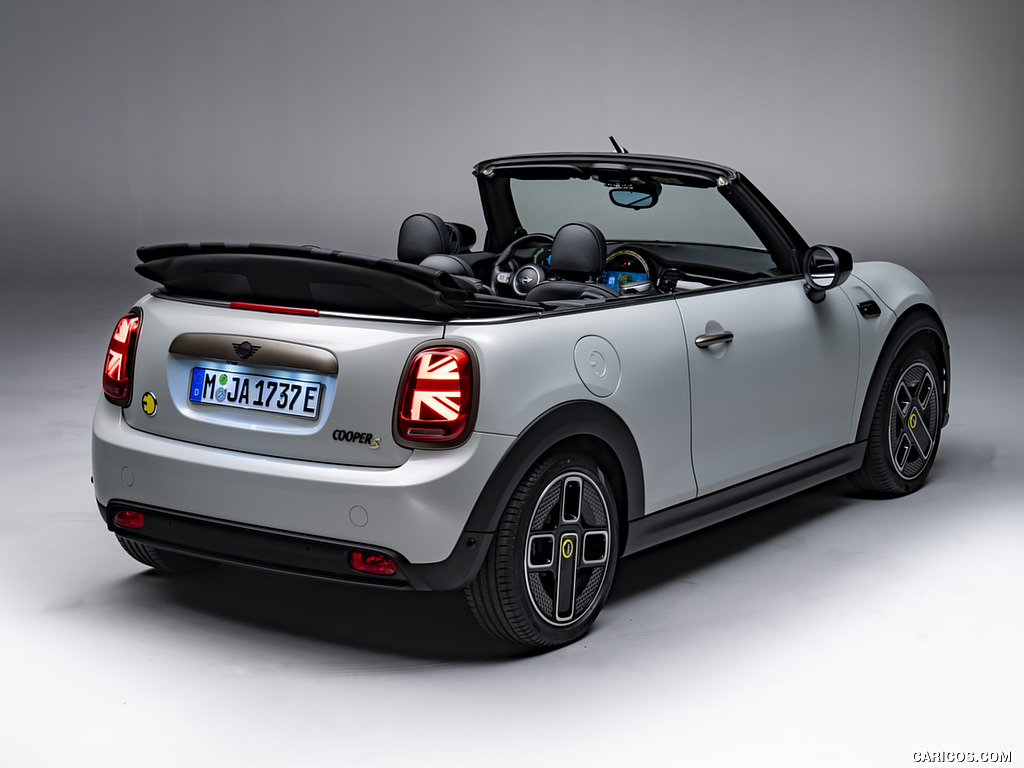 2023 MINI Cooper SE Convertible (Color: White Silver) - Rear Three-Quarter