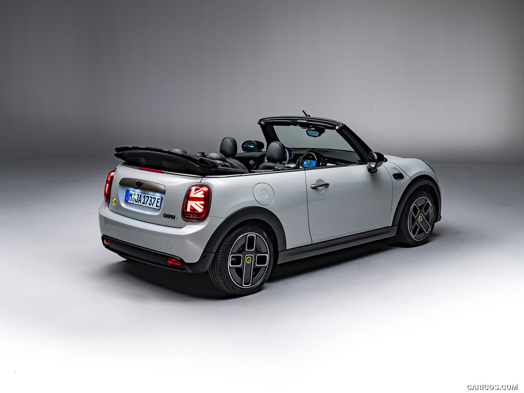 2023 MINI Cooper SE Convertible (Color: White Silver) - Rear Three-Quarter