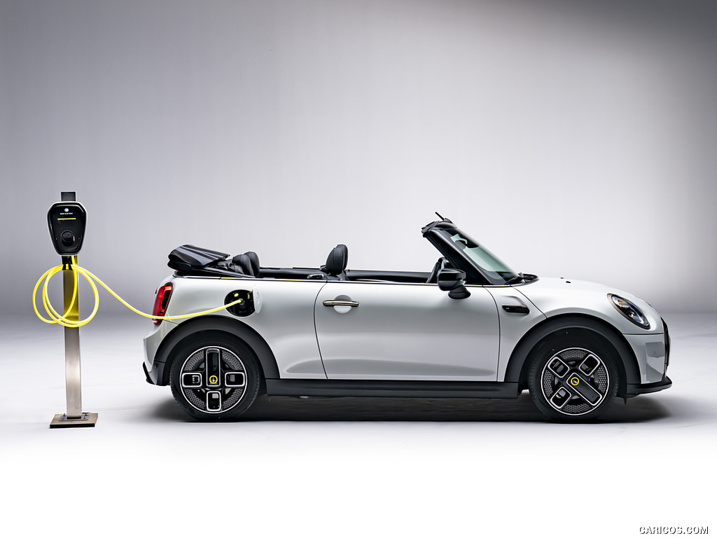 2023 MINI Cooper SE Convertible (Color: White Silver) - Side