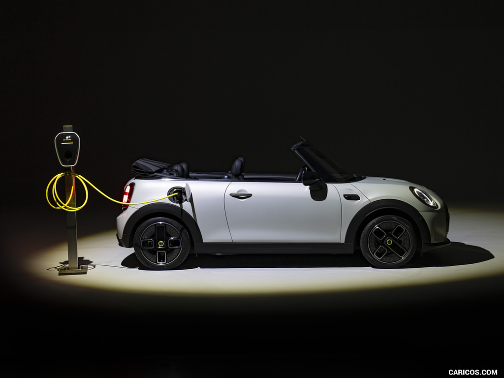 2023 MINI Cooper SE Convertible (Color: White Silver) - Side