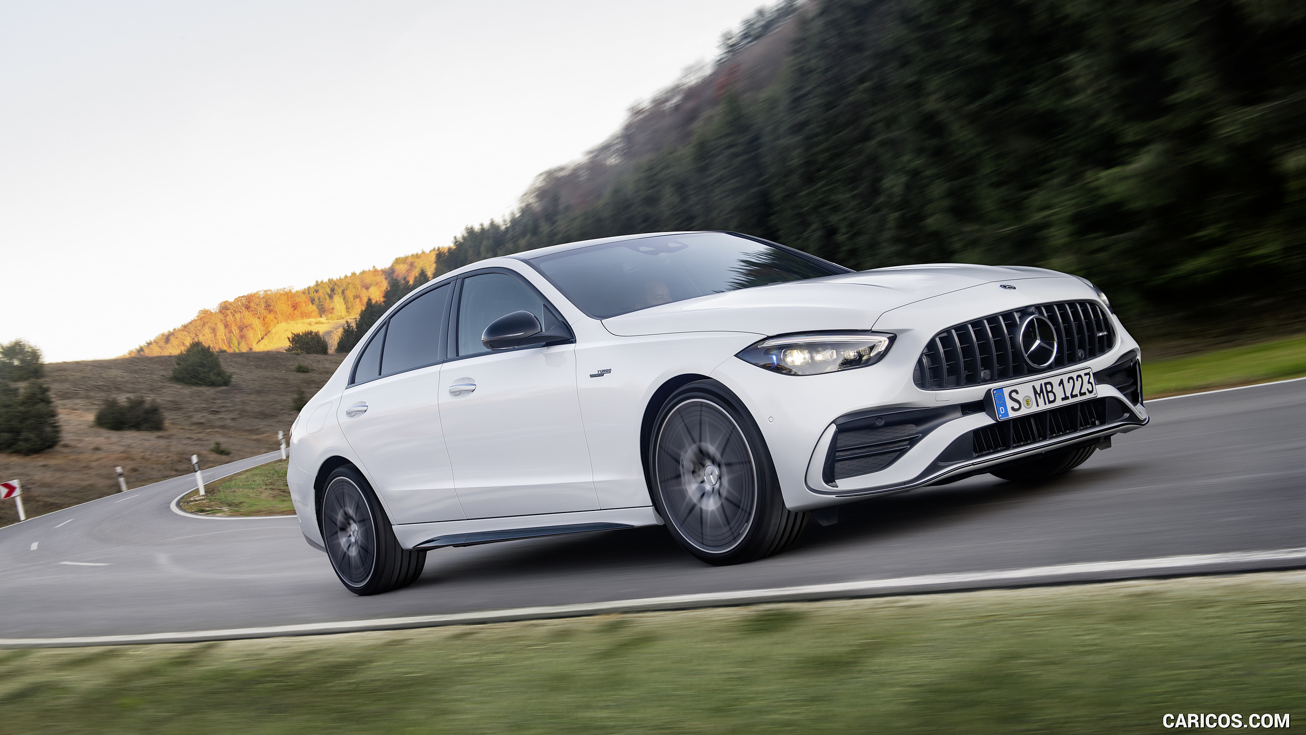 2023 Mercedes-AMG C 43 4MATIC (Color: Opalite White) - Front Three-Quarter, #4 of 31