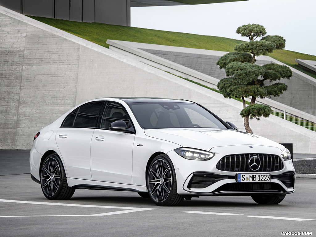 2023 Mercedes-AMG C 43 4MATIC (Color: Opalite White) - Front Three-Quarter